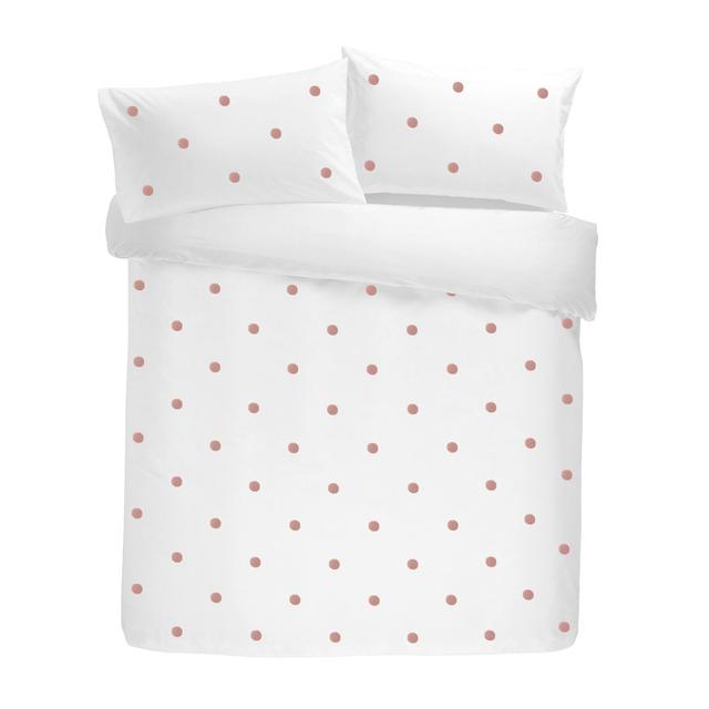 Dot Garden Cotton Solid Colour [EU ONLY] Duvet Cover Set with Pillowcases AppleTree Colour: White/Pink Dots, Size: Super King Duvet Cover + 2 Standard on Productcaster.