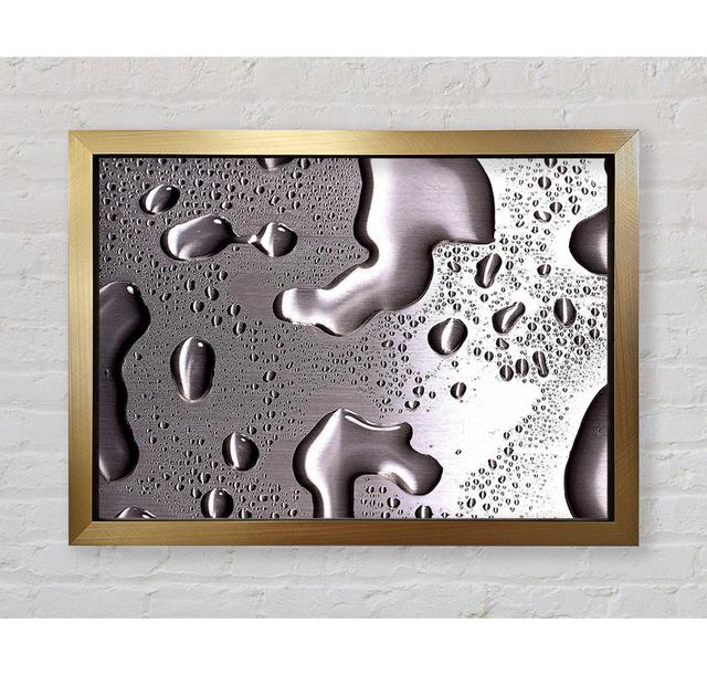 Water Drops On Silver Surface Framed Print Ebern Designs Size: 84.1cm H x 118.9cm W x 3.4cm D on Productcaster.