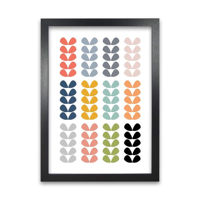 Scandinavian Folk Rainbow Leaves Original - Print Norden Home Frame Option: Black Frame, Size: 42cm H x 30cm W x 3cm D on Productcaster.