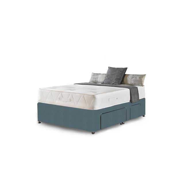 Asia Orthopaedic Divan Bed Fairmont Park Size: Small Single, Storage Type: No Storage, Colour: Sky Plush Velvet on Productcaster.