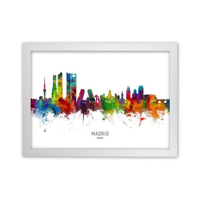 Madrid Spain Skyline by Michael Tompsett - Graphic Art Print on Paper Ebern Designs Size: 46cm H x 63cm W x 3cm D, Format: White Framed on Productcaster.