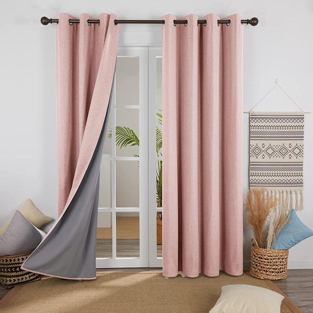 Alhamdi Blackout Thermal Curtains Ebern Designs Panel Size: Width 117 x Drop 138cm, Colour: Coral Pink on Productcaster.