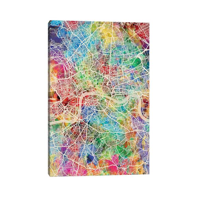 London England Street Map II by Michael Tompsett - Wrapped Canvas Art Prints Borough Wharf Size: 101.6cm H x 66.04cm W x 3.81cm D on Productcaster.