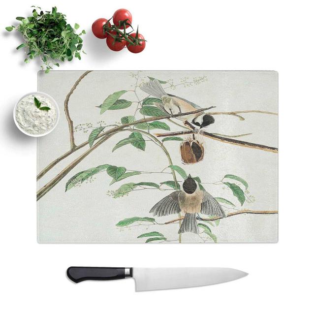 Tempered Glass Carolina Titmouse Birds Chopping Board East Urban Home Size: 39 cm W x 28.5 cm L on Productcaster.