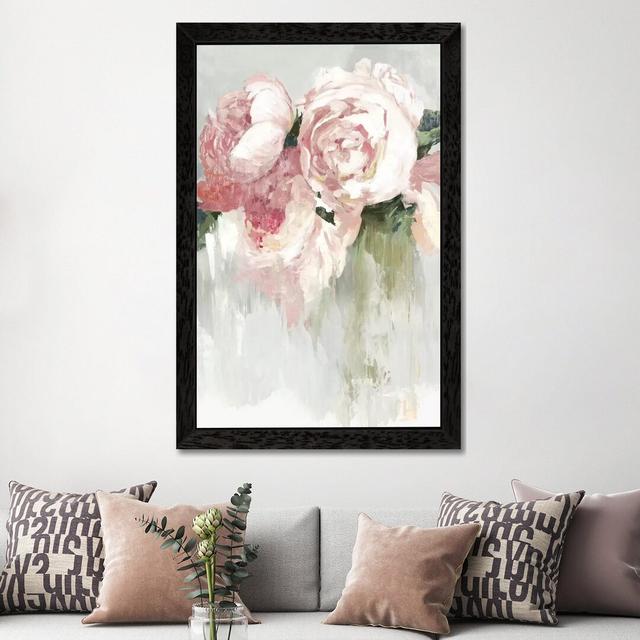 Peonies by Asia Jensen - Art Prints Print on Canvas Etta Avenue Size: 101.6cm H x 66.04cm W x 3.81cm D, Frame Option: Black Framed on Productcaster.