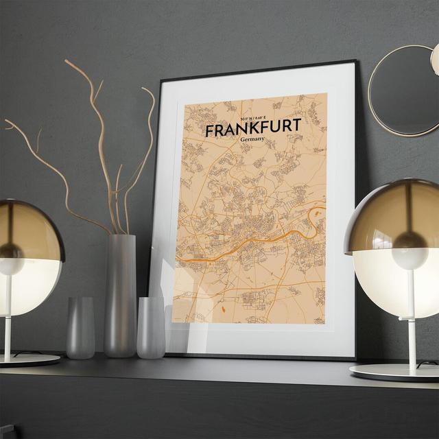 Frankfurt City Map In Vintage - No Frame Print Borough Wharf Size: 17cm H x 11cm W x 0.05cm D on Productcaster.