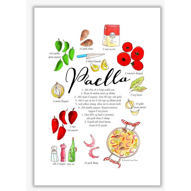 Paella Ingredients Recipe - Print East Urban Home Frame Options: No Frame, Size: 84.1cm H x 59.4cm W x 4cm D on Productcaster.