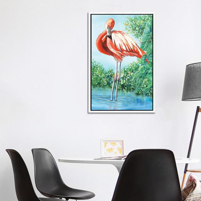 Flirty Flamingo von Christine Reichow - Galerie-verpackte Leinwand Giclée auf Leinwand Sansibar Home Größe: 101,06 cm H x 66,04 cm B x 3,81 cm T, Form on Productcaster.