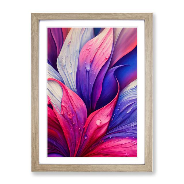 An Abstract Flower No.1 Abstract - Picture Frame Painting Marlow Home Co. Size: 46cm H x 34cm W x 2cm D, Frame Colour: Oak on Productcaster.