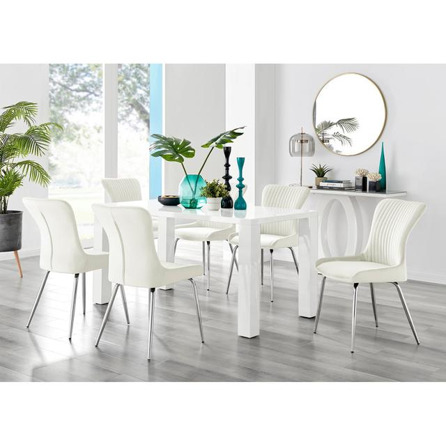 6 - Person Dining Set Canora Grey Colour (Chair): Cream/Silver on Productcaster.