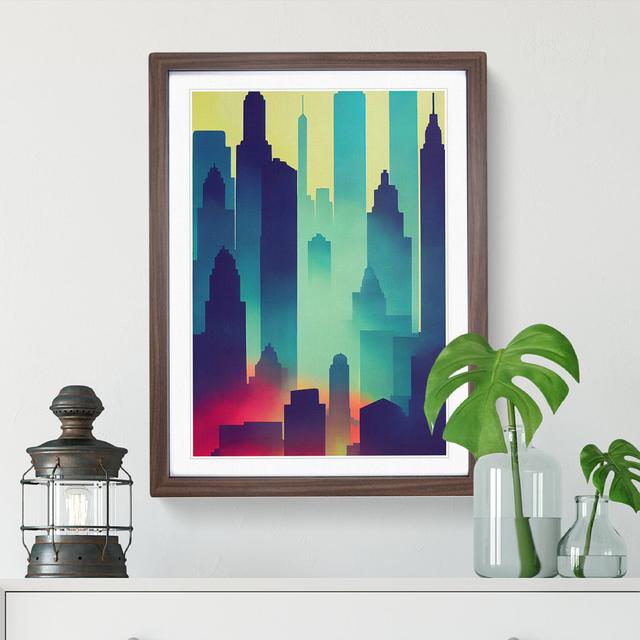 City Skyline Watercolour No.6 Abstract - Picture Frame Painting 17 Stories Frame Colour: Walnut, Size: 64cm H x 46cm W x 2cm D on Productcaster.