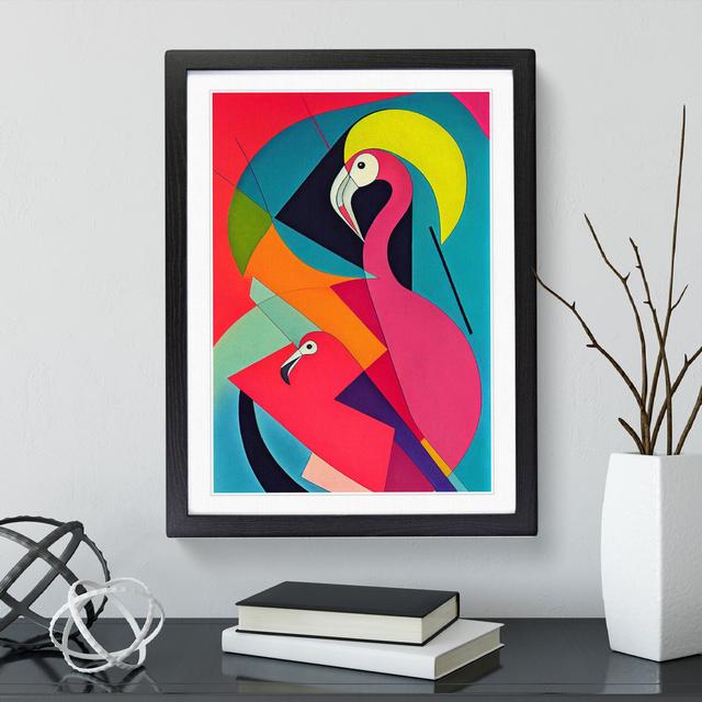 Flamingo In Abstract No.4 - Single Picture Frame Print 17 Stories Size: 34cm H x 25cm W x 2cm D, Frame Colour: Black on Productcaster.