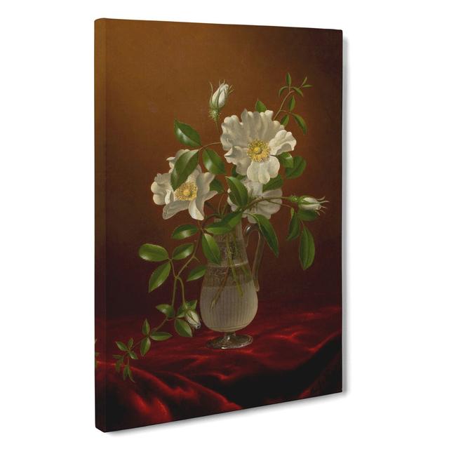 Cherokee Roses in a Vase by Martin Johnson Heade - Wrapped Canvas Painting East Urban Home Size: 60cm H x 40cm W x 3cm D on Productcaster.