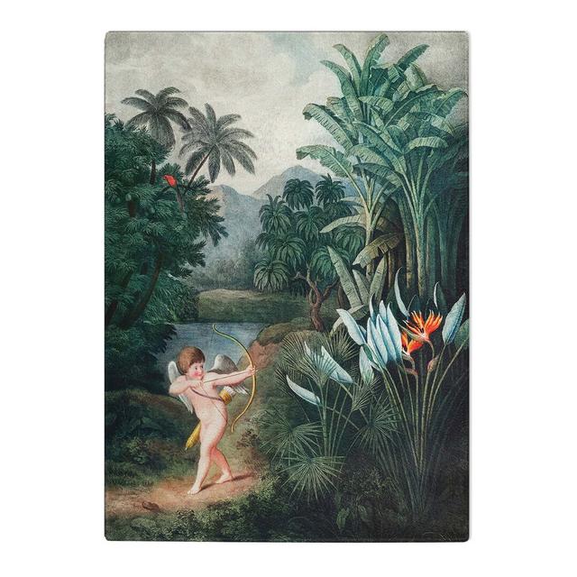 Tempered Glass Cupid by the Flowers by Robert John Thornton Chopping Board East Urban Home Size: 39cm W x 28.5cm L on Productcaster.