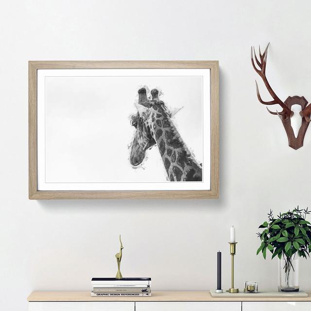 Monochrome Giraffe - Picture Frame Graphic Art Print East Urban Home Frame Option: Oak Framed, Size: 48cm H x 65cm W x 2cm D on Productcaster.