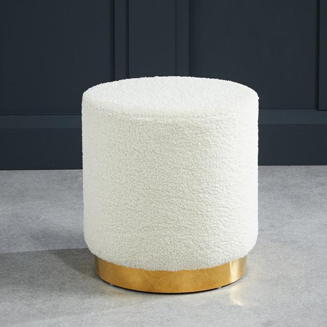 Montgomeryville 41cm Wide Round Solid Colour Pouffe Ottoman Fairmont Park Upholstery Colour: White, Leg Colour: Yellow on Productcaster.