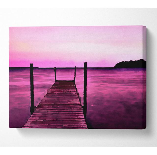 Pink Pier Paradise - Wrapped Canvas Art Prints House of Hampton Size: 81cm H x 121.9cm W x 10cm D on Productcaster.