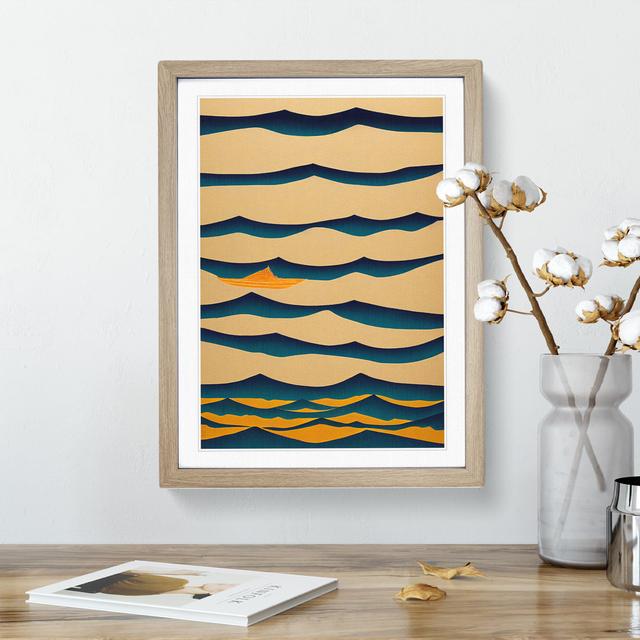 Contemporary Ocean Wave Abstract - Picture Frame Graphic Art House of Hampton Frame Colour: Oak, Size: 46cm H x 34cm W x 2cm D on Productcaster.