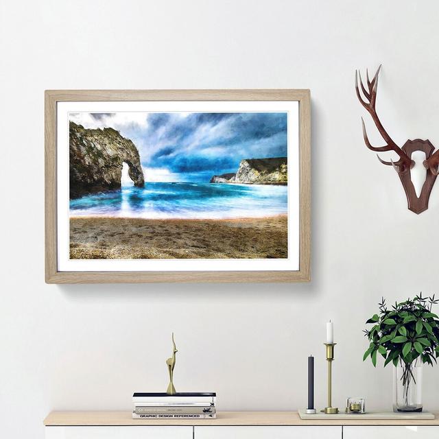 Durdle Door Cliffs in Wareham - Picture Frame Graphic Art Print East Urban Home Frame Option: Oak Framed, Size: 45cm H x 63cm W x 2cm D on Productcaster.