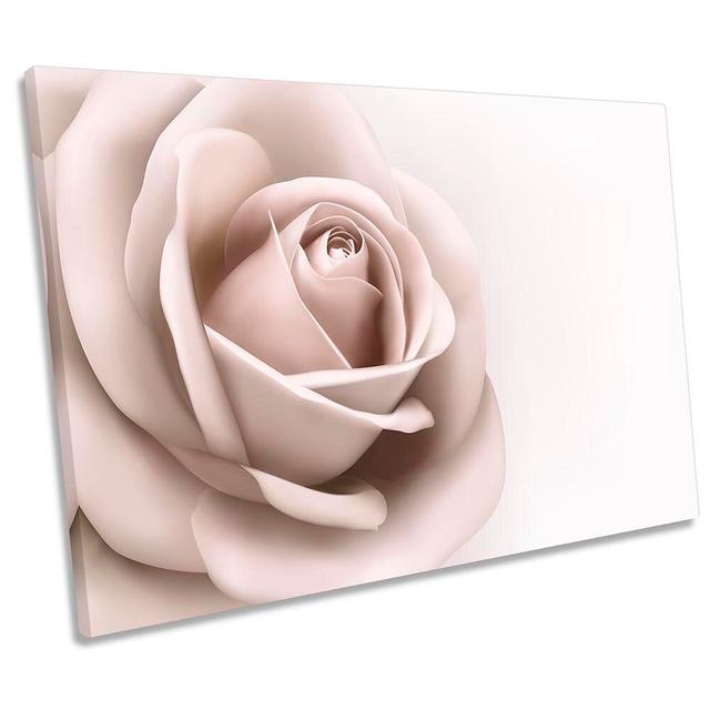 Cream Rose Flower Floral - Wrapped Canvas Print Canora Grey Size: 61cm H x 91.4cm W on Productcaster.