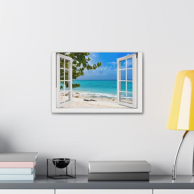 Canvas Print Wall Art Window Beach View Nature Photography Realism Scenic Landscape Ivy Bronx Size: 18cm H x 24cm W on Productcaster.