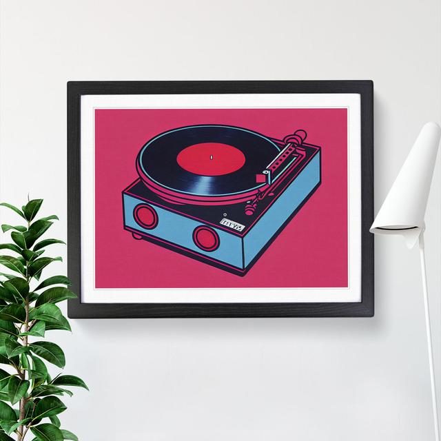 XH1022-9665X Vinyl Record Player Pop Art Abstract - Single Picture Frame Print Marlow Home Co. Size: 46cm H x 64cm W x 2cm D, Frame Colour: Black on Productcaster.