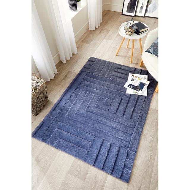 Caraker Linear Handwoven Wool Navy Rug Ebern Designs Rug Size: Rectangle 160 x 230cm on Productcaster.