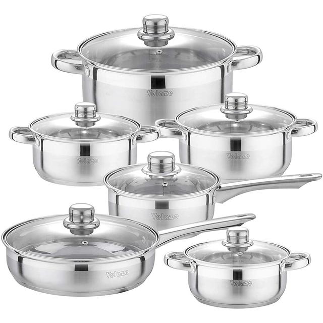 Velaze Motti 12 Piece Stainless Steel Cookware Set Velaze on Productcaster.