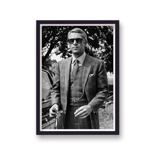 Steve Mcqueen Three Piece Suit Persol Sunglasses The Thomas Crown Affair B&W by Porsche Le Mans - Single Picture Frame Print George Oliver on Productcaster.