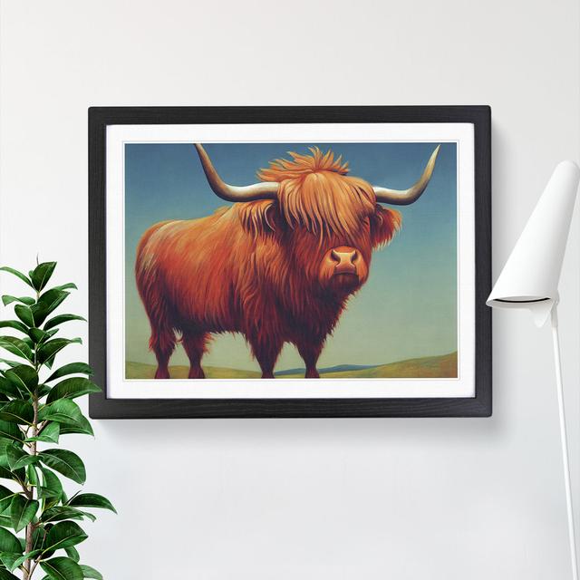 The Immense Highland Cow - Single Picture Frame Print Natur Pur Size: 34cm H x 46cm W, Format: Black on Productcaster.