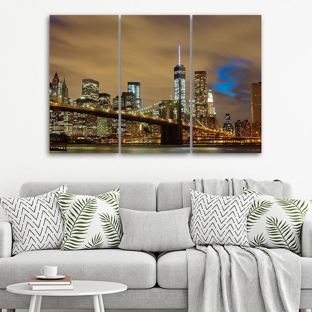 Canvas Print New York Skyline USA Manhattan Brown Ebern Designs Size: 30cm H x 60cm W x 2cm D on Productcaster.