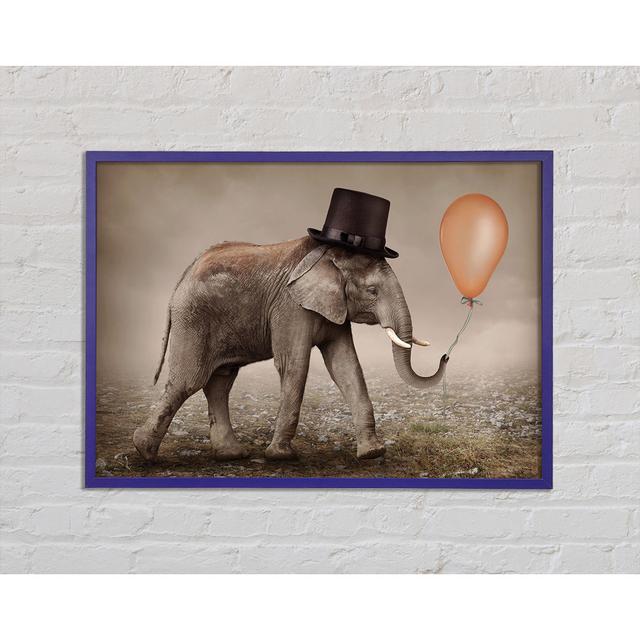 Top Hat Elephant Framed Print Wall Art Maturi Size: 42cm H x 59.7cm W x 2cm D, Format: Purple Framed Paper on Productcaster.