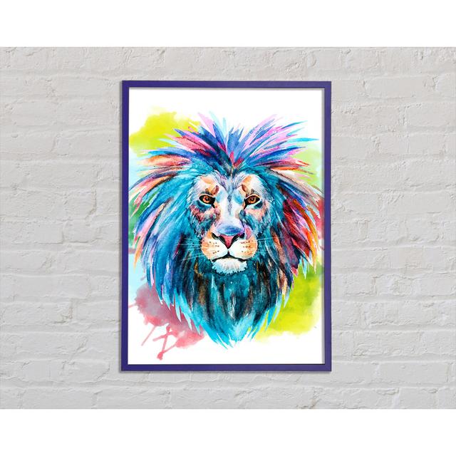 Blue Mained Lion - Single Picture Frame Art Prints Ivy Bronx Size: 42cm H x 29.7cm W x 2cm D on Productcaster.