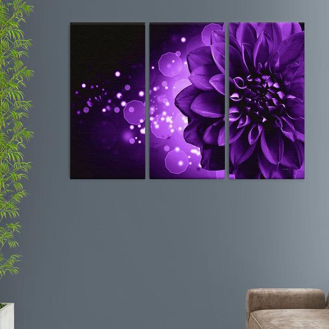 Sensual Flower 3 Piece Graphic Art Print Set on Canvas in Purple East Urban Home Size: 100cm H x 150cm W x 2cm D on Productcaster.