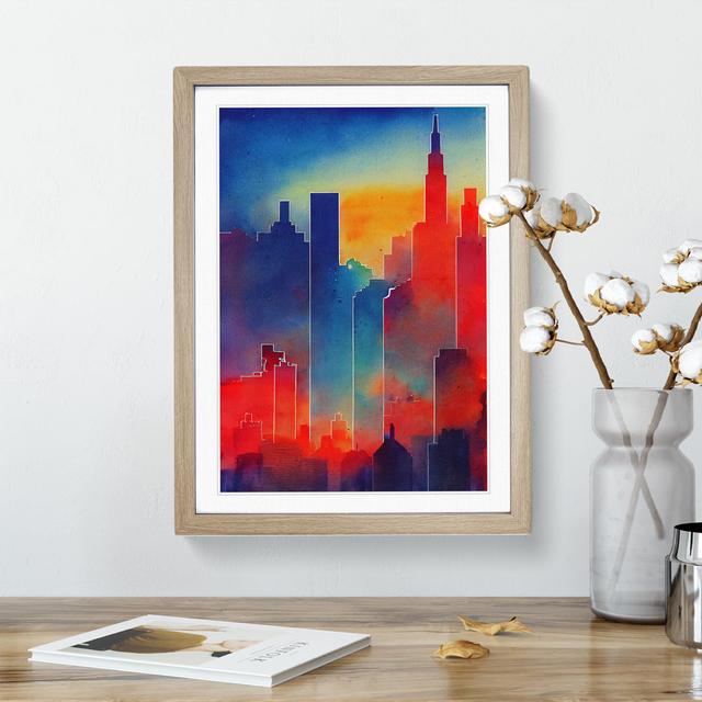 XV1022-3310X Painted City Skyline No.4 Abstract - Picture Frame Graphic Art 17 Stories Size: 34cm H x 25cm W x 2cm D, Format: Oak on Productcaster.