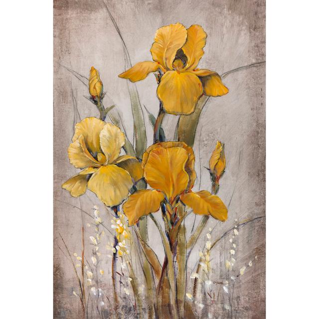 Golden Irises II - Wrapped Canvas Painting Rosalind Wheeler Size: 30cm H x 20cm W x 3.8cm D on Productcaster.