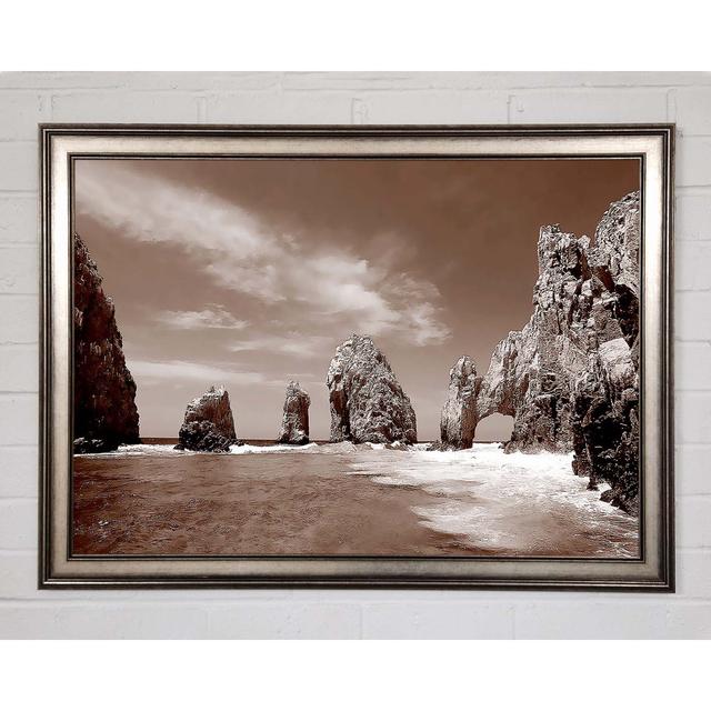 Brown Rocks in the Ocean - Single Picture Frame Art Prints Highland Dunes Size: 21cm H x 29.7cm W on Productcaster.