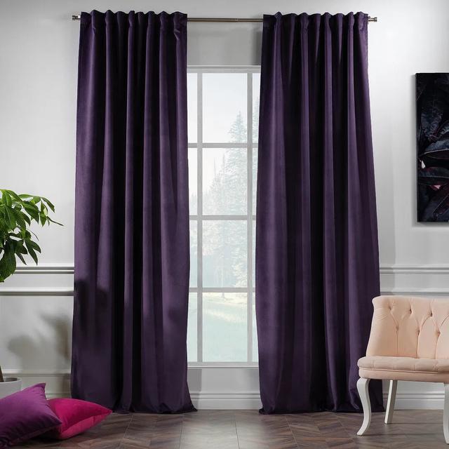 Extra Long & Extra Wide Matte Velvet Curtain Panel Lilijan Home & Curtain Curtain Colour: Violet, Panel Size: 140cm Width x 175cm Drop on Productcaster.