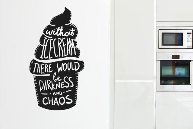 Without Ice Cream There Would Be Darkness Wall Sticker 17 Stories Size: Medium, Colour: Black on Productcaster.