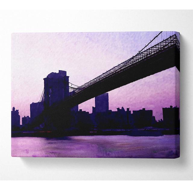 Brooklyn Bridge Purple Hue - Wrapped Canvas Print Latitude Run Size: 81cm H x 121.9cm W x 10cm D on Productcaster.