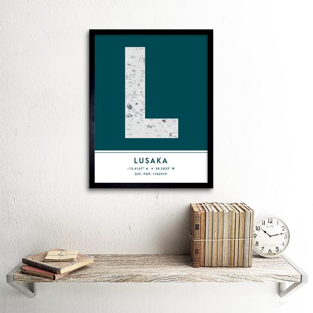 Lusaka Zambia City Map by Wee Blue Coo - Single Picture Frame Typography Wee Blue Coo on Productcaster.