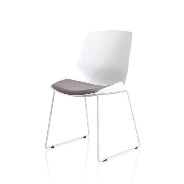 Bransen Sled White Frame Fabric Seat Visitor Chair Metro Lane Seat Colour: Grey on Productcaster.