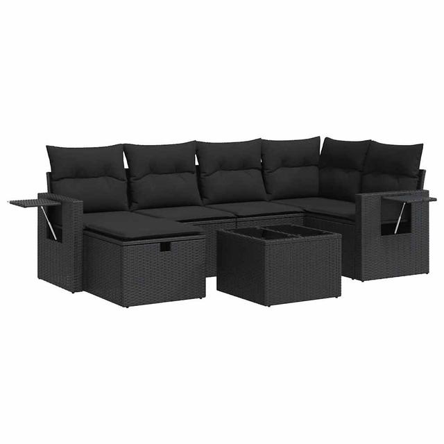 Gartensofa Asho mit Kissen ModernMoments Rahmenfarbe: Schwarz, Farbe des Kissens: Schwarz on Productcaster.