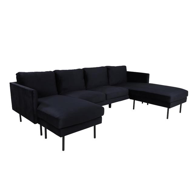 Davanee Corner Sofa Ebern Designs Upholstery Colour: Black on Productcaster.