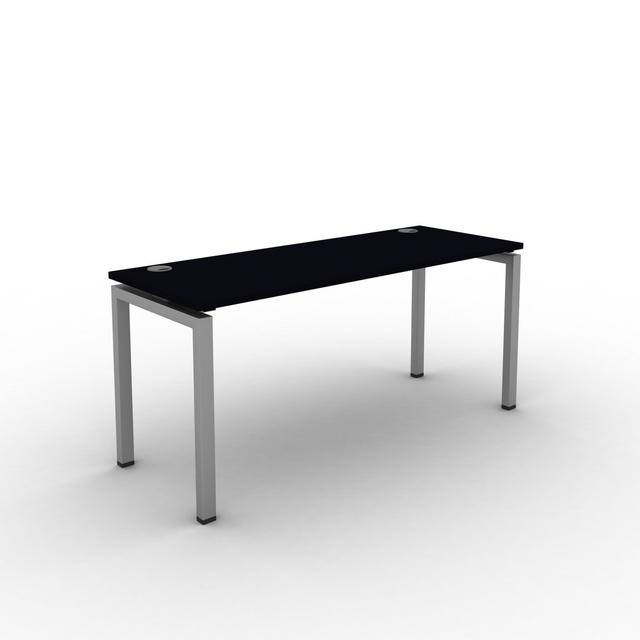 Grazian Desk Ebern Designs Top Colour: Jet Black, Frame Colour: Silver, Size: 73cm H x 100cm W x 60cm D on Productcaster.