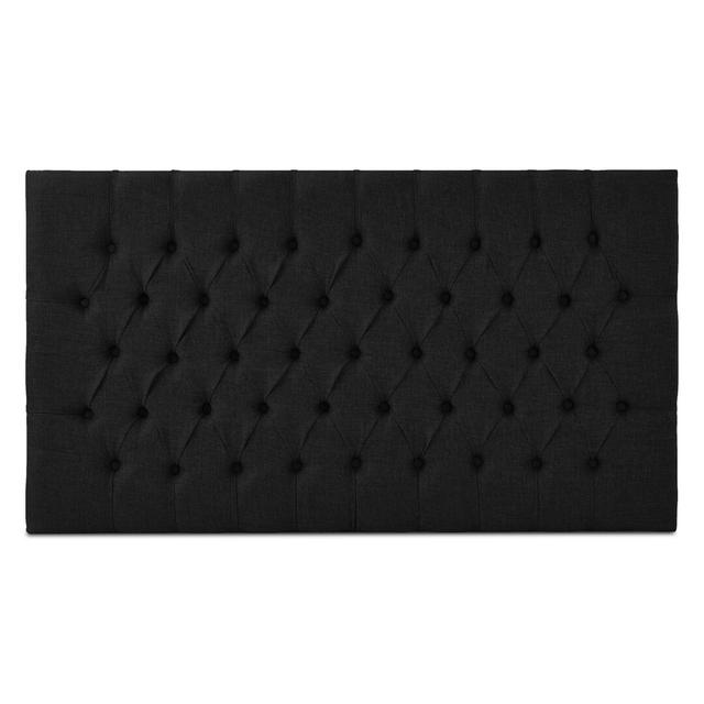 Breland Upholstered Headboard Marlow Home Co. Size: Small Double (4'), Colour: Black on Productcaster.