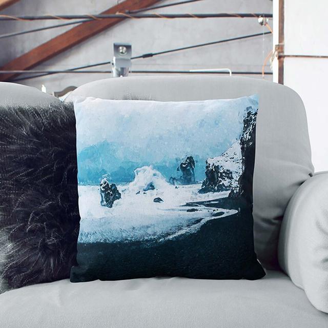 A Beach In Iceland In Abstract Square Throw Cushion East Urban Home Size: 55 x 55 cm on Productcaster.