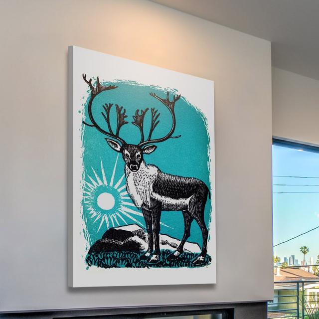 The Caribou Graphic Art Wrapped on Canvas East Urban Home Size: 61cm H x 41cm W x 3.81cm D on Productcaster.