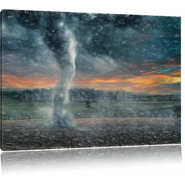 Leinwandbild „Schwarzer Tornado auf dem Feld“, Grafikdruck East Urban Home Größe: 80 cm H x 120 cm B on Productcaster.