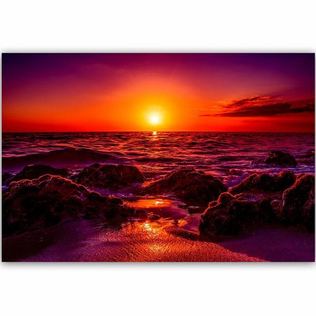 Sunset at the Seaside 3 - Wrapped Canvas Photograph Print House of Hampton Size: 80cm H x 120cm W on Productcaster.